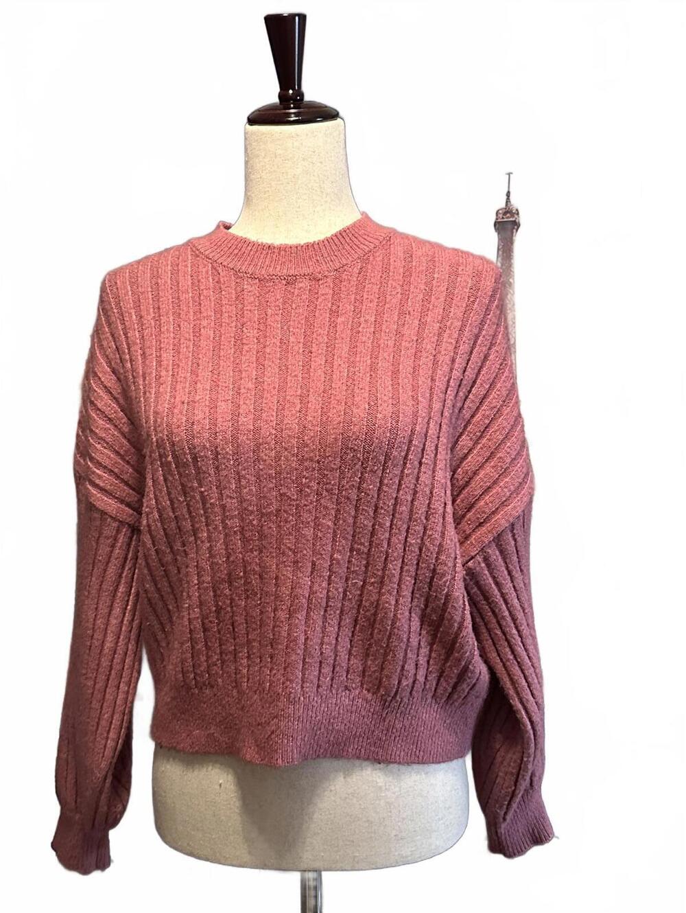 Sophie Rue Pink Ribbed Knit Sweater Size M
